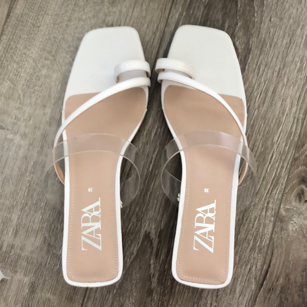 Zara white heel sandal